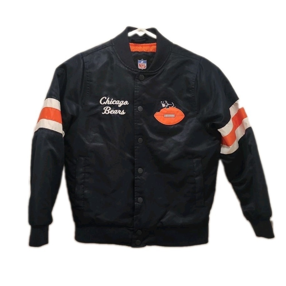 NFL Team Apparel Chicago Bears Varsity Bomber Jacket Embroidered Youth Sz 8